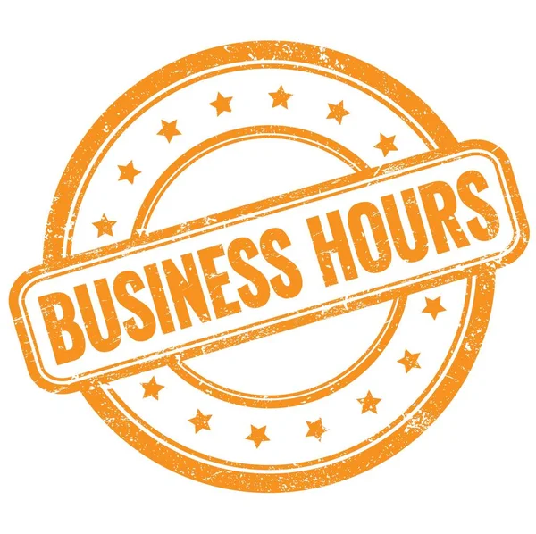 Business Hours Text Orange Vintage Grungy Rubber Stamp — Stock Photo, Image