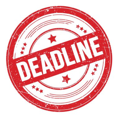 Kırmızı yuvarlak grungy doku damgası üzerine DeadLINE metni.