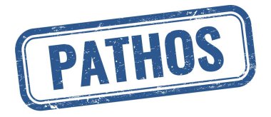 Mavi grungy vintage dikdörtgen damgalı PaTHOS metni.