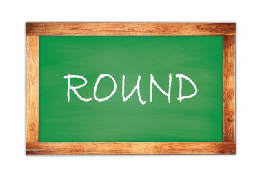 Yeşil ahşap çerçeve okul tahtasına yazılmış yuvarlak metin.