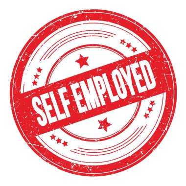 SELF Kırmızı yuvarlak grungy doku damgası üzerine EMPLOYED metin.