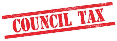 Kırmızı grungy dikdörtgen vintage damga üzerinde COUNCIL Vergi metni.