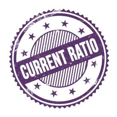 Mor indigo grungy zig zag kenarlıklarına yazılmış CURRENT RATIO metni.