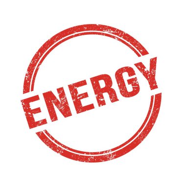 Kırmızı grungy vintage yuvarlak damga üzerine yazılmış ENERGY metin.