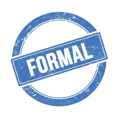 Mavi grungy yuvarlak vintage damga üzerinde formaL metin.