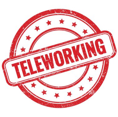 Kırmızı, eski, pasaklı, yuvarlak kauçuk damga üzerine TELEKLEME metni.