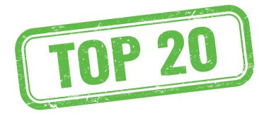 Yeşil grungy vintage dikdörtgen damgalı TOP 20 metin.