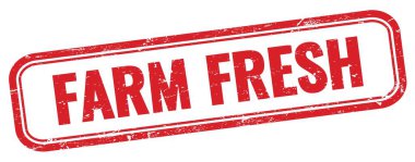 Kırmızı grungy dikdörtgen damgalı FARM FRESH metin.
