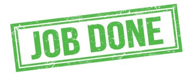 Yeşil grungy vintage dikdörtgen damgalı JoB Done metni.