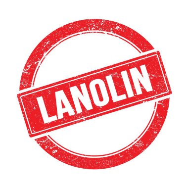 Kırmızı grungy yuvarlak vintage damga üzerinde LANOLIN metin.