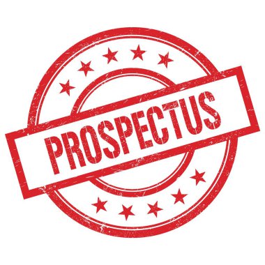 PROSPECTUS kırmızı yuvarlak plastik damga üzerine yazılmış metin.
