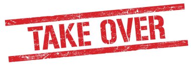 Kırmızı grungy dikdörtgen mühür işareti üzerinde devral.