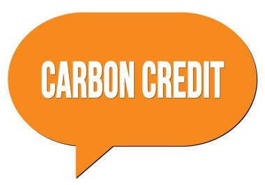 CARBON CREDIT metni turuncu bir konuşma kabarcığı damgası ile yazılmış