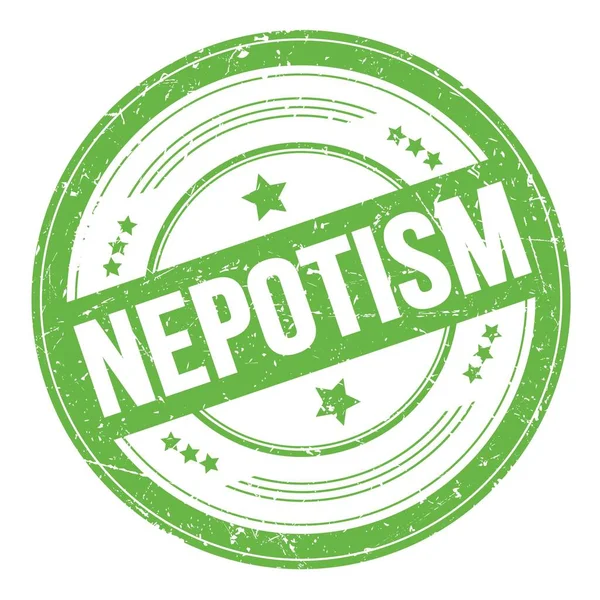 Κείμενο Nepotism Πράσινο Στρογγυλό Grungy Σφραγίδα Υφή — Φωτογραφία Αρχείου