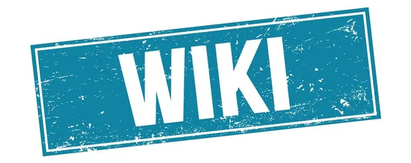 Wiki Tekst Blauw Grungy Rechthoek Stempel Teken — Stockfoto