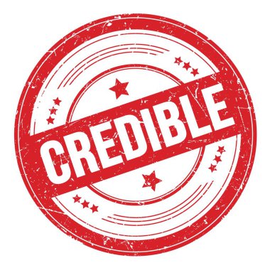 Kırmızı yuvarlak grungy desen damgalı CREDIBLE metin.