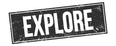 Siyah grungy dikdörtgen mühür işareti üzerinde ExPLORE metin.