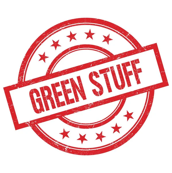 绿色Stuff文字写在红色圆形橡胶图章上 — 图库照片