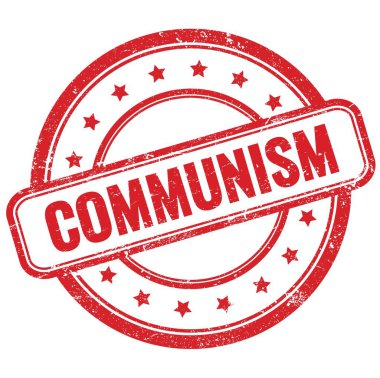 KOMUNISM metin kırmızı vintage grungy yuvarlak kauçuk damga.