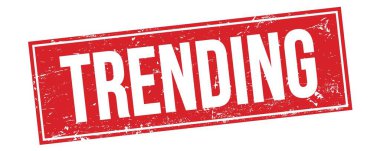 Kırmızı grungy dikdörtgen damga işareti üzerinde TRENDING metin.