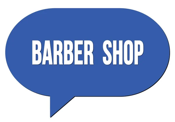 Barber Shop Text Skriven Med Blå Talbubbla Stämpel — Stockfoto