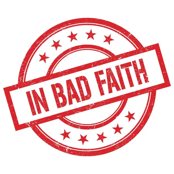 Bad Faith Testo Scritto Timbro Rosso Rotondo Gomma Vintage — Foto Stock