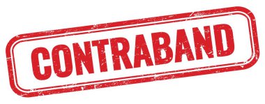 Kırmızı grungy dikdörtgen damgalı CONTRABAND metni.