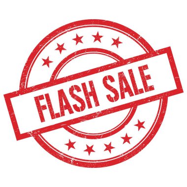 FLASH satış metni kırmızı yuvarlak plastik damga üzerine yazılmış.