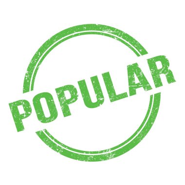 Yeşil grungy vintage yuvarlak pulu üzerine yazılmış POPULAR metni.