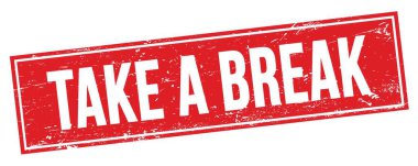 Kırmızı grungy dikdörtgen damga işareti üzerine bir mola metni al.