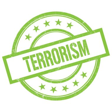 Yeşil yuvarlak vintage kauçuk damga üzerine yazılmış TERRORISM metni.