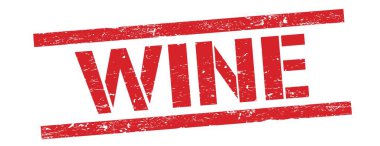 Kırmızı grungy dikdörtgen damga işareti üzerinde şarap metni.