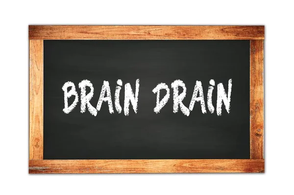 Brain Drain Texto Escrito Pizarra Madera Negra Escuela Marco — Foto de Stock