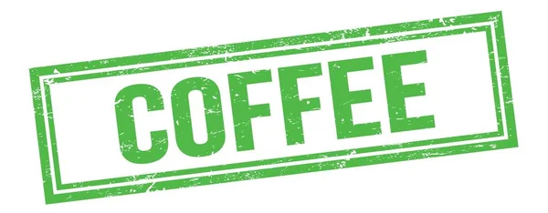 コーヒーテキスト上の緑のグランジヴィンテージ長方形切手 — ストック写真