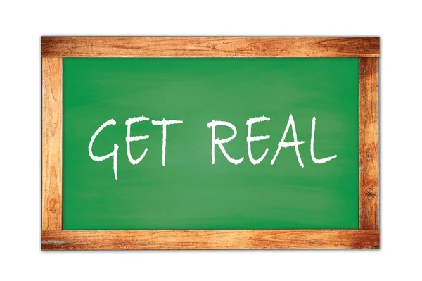 Get Realテキストは緑の木製フレームの学校の黒板に書かれて — ストック写真