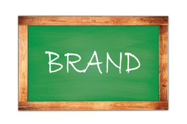 Yeşil ahşap çerçeve okul tahtasına yazılmış Brand metni.