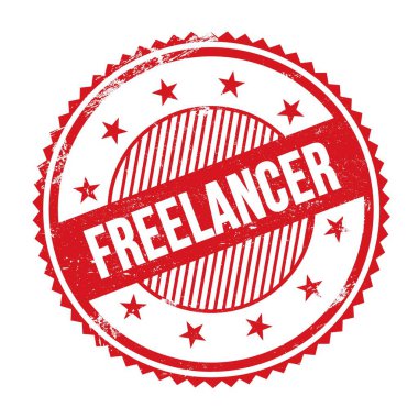 Kırmızı grungy zig zag kenarları yuvarlak mühür üzerine yazılmış FREELANCER metin.