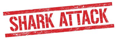 Kırmızı grungy dikdörtgen işareti üzerinde Shark Saldırı metni.