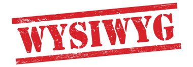 WYSIWYG metin üzerinde kırmızı grungy vintage kauçuk damga.