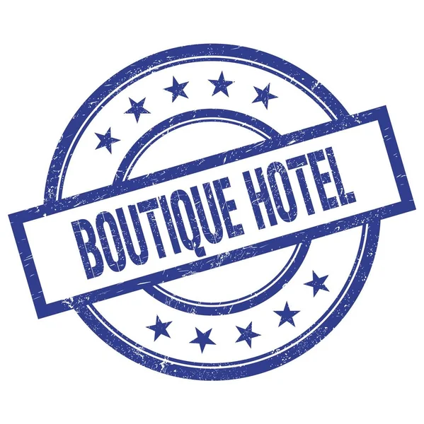 Hotel Boutique Texto Escrito Azul Redondo Sello Goma Vintage —  Fotos de Stock