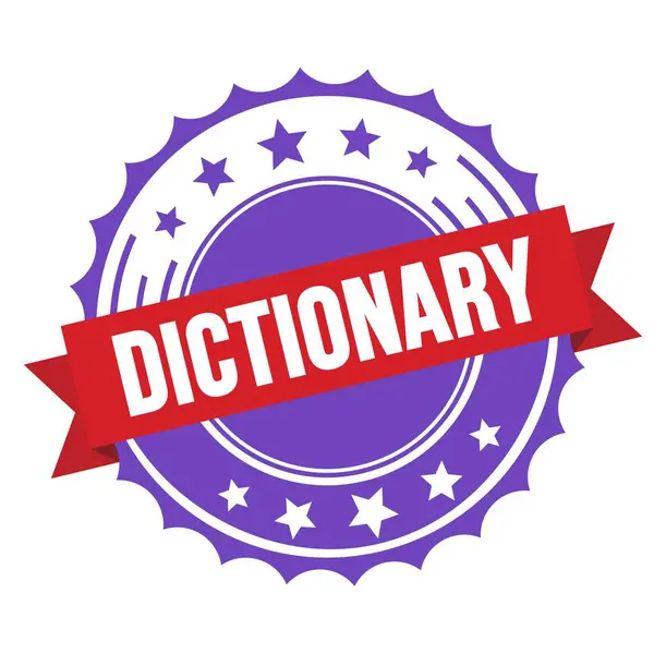 Dictionary Text Red Violet Ribbon Badge Stamp — Stock Photo, Image