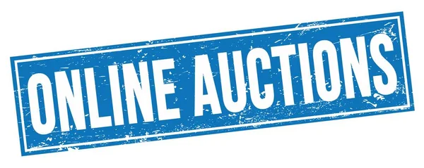 Online Aucties Tekst Blauwe Grungy Rechthoek Stempel Teken — Stockfoto