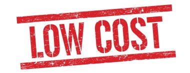 Düşük maliyetli metin kırmızı grungy dikdörtgen mühür işareti üzerinde.