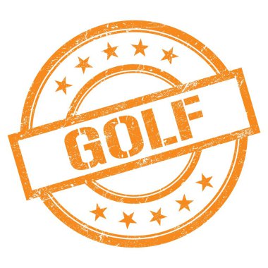 Turuncu yuvarlak vintage kauçuk damgalı GOLF metni.