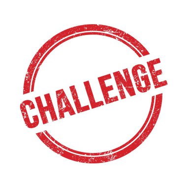 Kırmızı grungy vintage yuvarlak damgalı CHALLENGE metin.