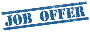 Mavi grungy dikdörtgen vintage damga üzerinde iş teklifi metni.