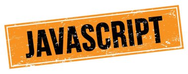 Siyah turuncu grungy dikdörtgen damga işareti üzerine JAVASCRIPT metin.