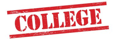 Kırmızı grungy vintage kauçuk damga üzerine kolej metni.