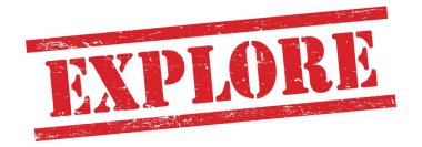 Kırmızı grungy vintage kauçuk damga üzerinde EXPLORE metin.