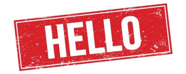 Kırmızı grungy dikdörtgen damga işareti üzerinde HELLO metin.
